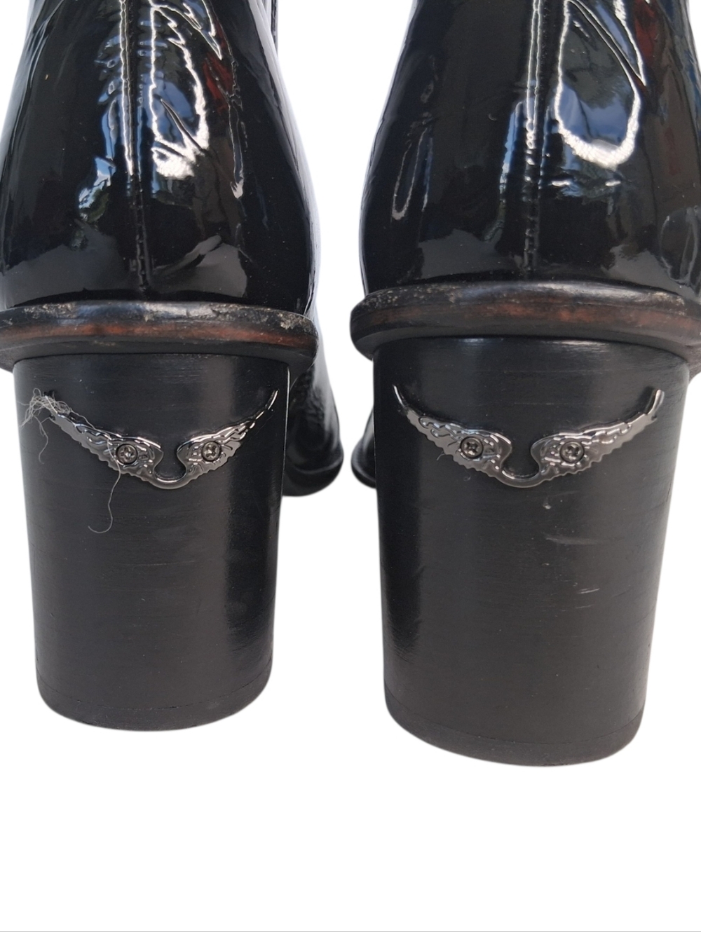 Zadig & Voltaire Lena Wrinkle Patent Leather Boots Womens Size 8 Black - Picture 6 of 13